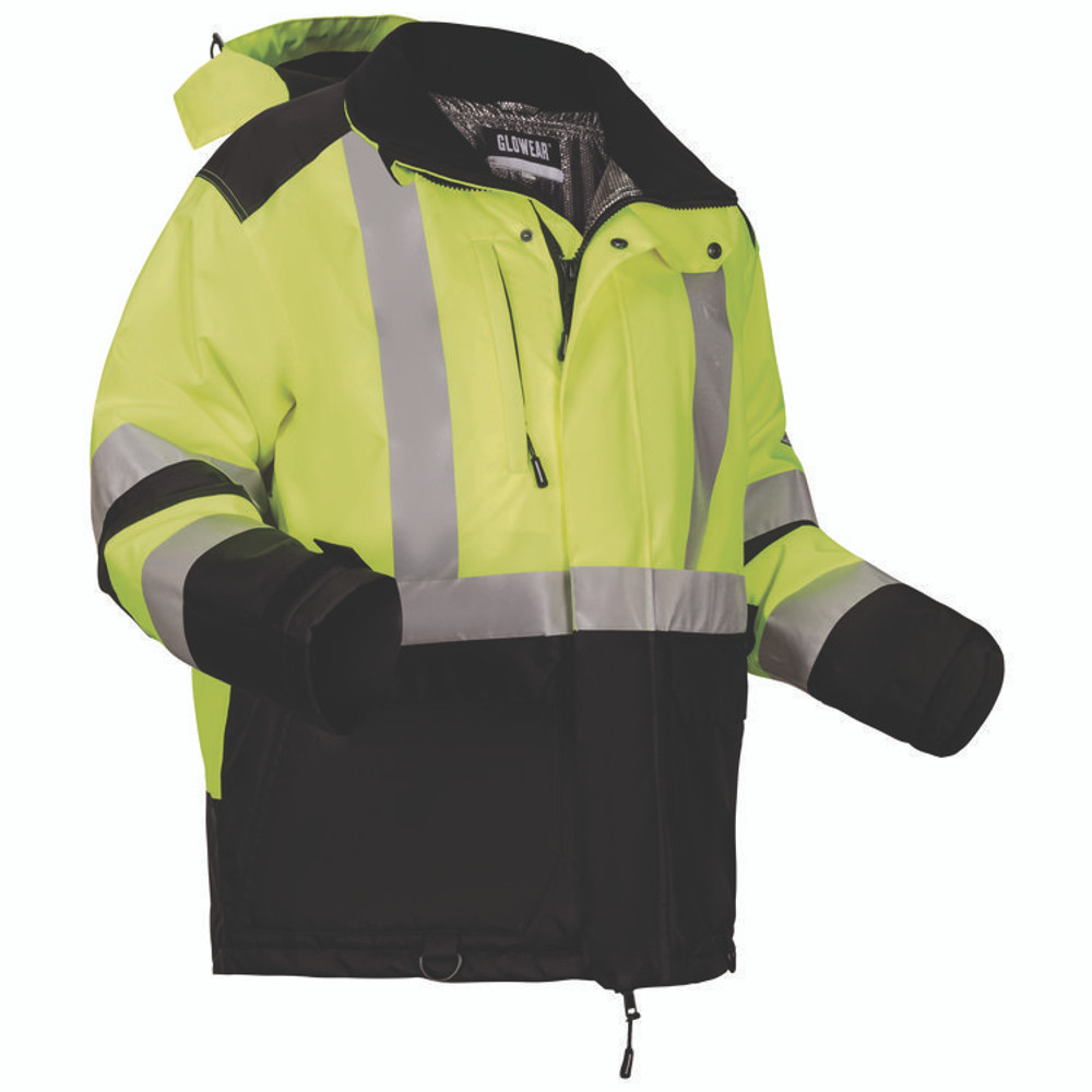 TENACIOUS HOLDINGS, INC. ergodyne® 25729 GloWear Class 3 Hi-Vis Winter Jacket with AmpliFIRE Heat Reflective Lining, 5X-Large, Lime