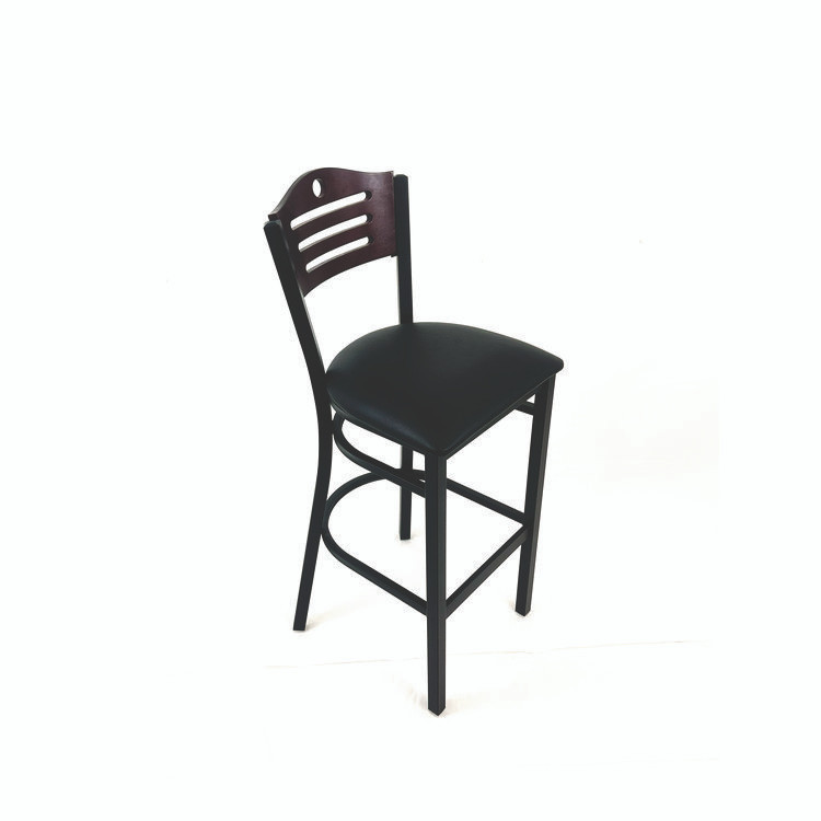 JMC FURNITURE EBBVBLKB Eagle Series Barstool, Supports Up to 300 lb, 28.5" Seat Height, Black Seat, Dark Mahogany Back, Black Base