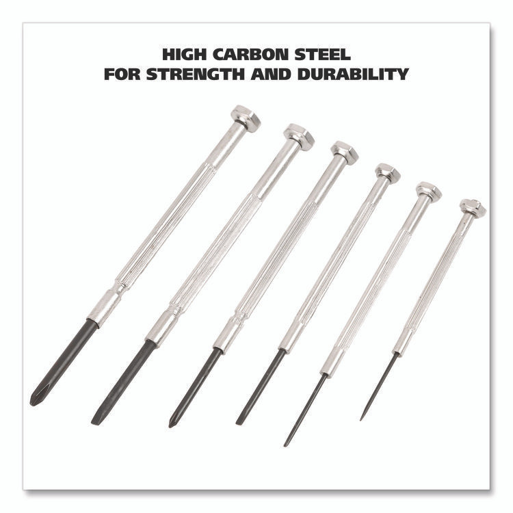 GREAT NECK SAW MFG. GP6C Precision Screwdriver Set, Six-Piece, Phillips/Slotted, Assorted Lengths, Polished Steel Handles