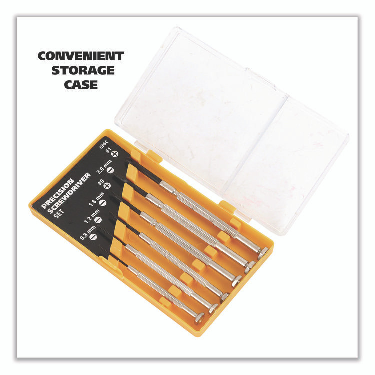 GREAT NECK SAW MFG. GP6C Precision Screwdriver Set, Six-Piece, Phillips/Slotted, Assorted Lengths, Polished Steel Handles