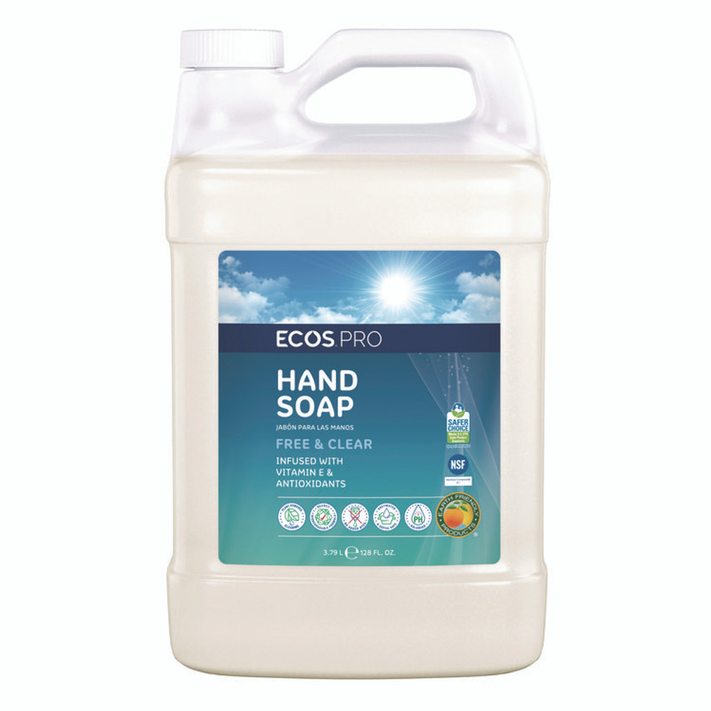 EARTH FRIENDLY PRODUCTS ECOS® PL966304CT Liquid Hand Soap, Free and Clear, 1 gal, 4/Carton