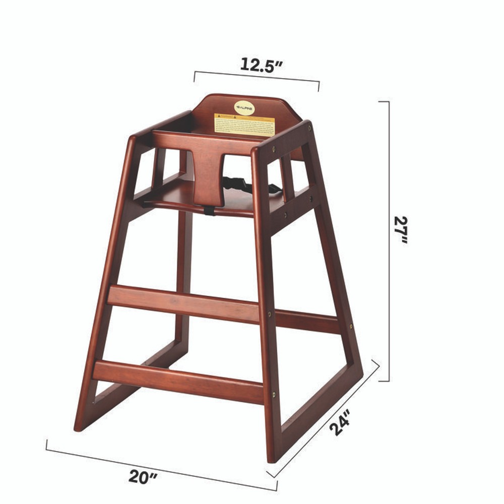 ALPINE INDUSTRIES ALP41201MA Wooden Stackable High Chair, Supports Up to 50 lb, 29.02" h, Mahogany