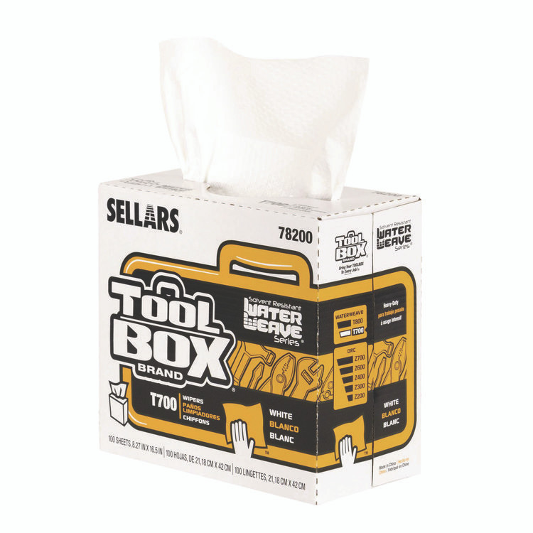 SELLARS ABSORBENT MATERIALS, INC. 78200 TOOLBOX WaterWeave T700 Wipers, 1-Ply, 8.27 x 16.5, White, 100 Sheets/Box, 8 Boxes/Carton