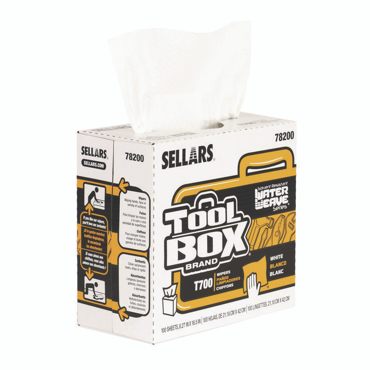 SELLARS ABSORBENT MATERIALS, INC. 78200 TOOLBOX WaterWeave T700 Wipers, 1-Ply, 8.27 x 16.5, White, 100 Sheets/Box, 8 Boxes/Carton