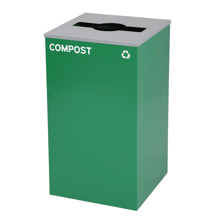 ALPINE INDUSTRIES 4450BLKKIT13 29 Gallon Trash/Recycling Cans, Steel, Green Compost Can with Mixed Lid, Black Trash Can with Square Lid