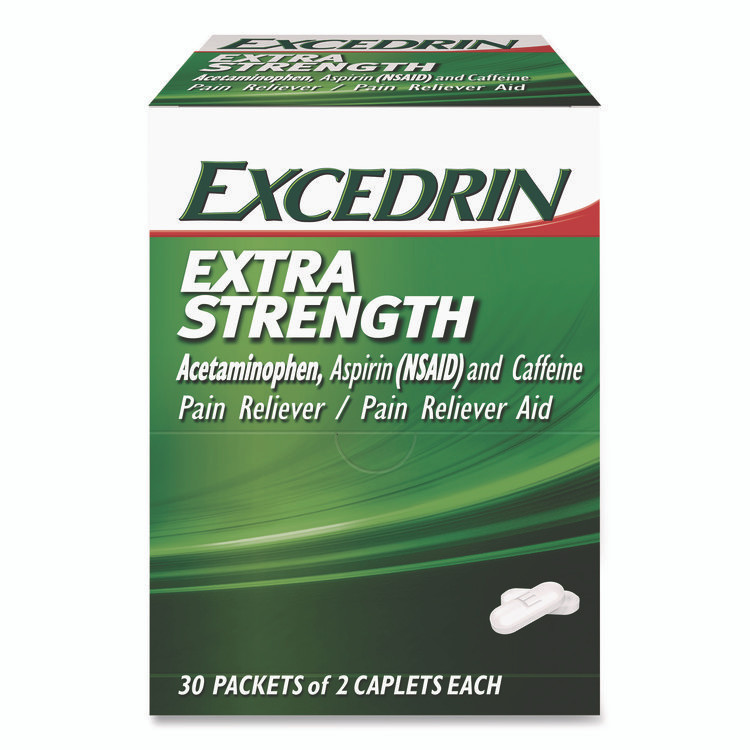 ACME UNITED CORPORATION Excedrin® 2756950 X-Strength Caplets, 2 Caplets/Packet, 30 Packets/Box