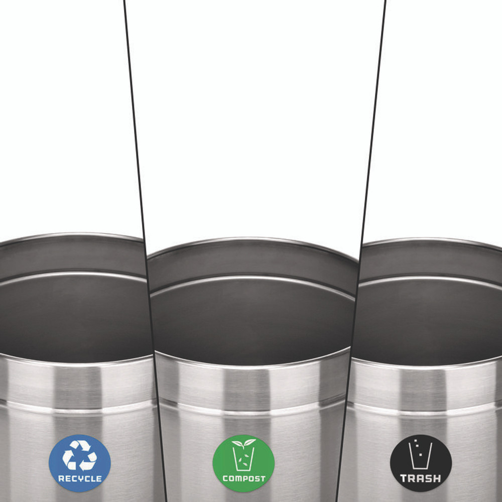 ALPINE INDUSTRIES ALP47527RTCO 27 Gallon Stainless Steel Compost Bin, Recycling Can and Trash Receptacle, Brushed Stainless Steel