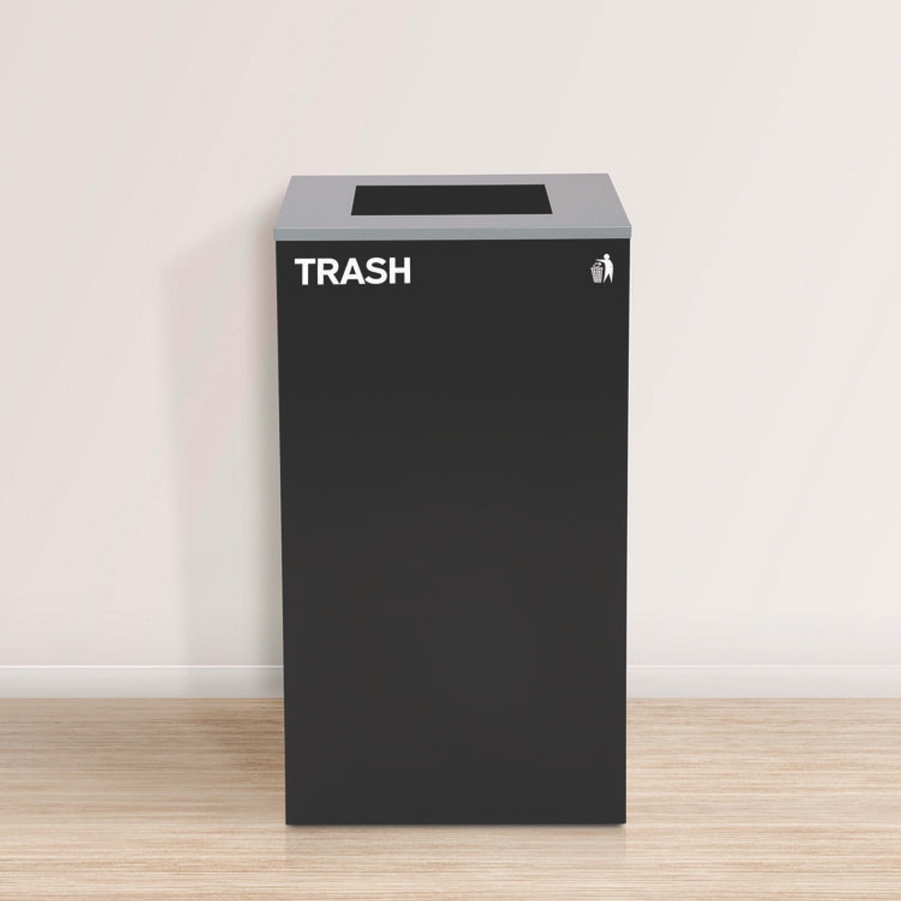 ALPINE INDUSTRIES 4450BLKKIT23 29 Gallon Trash/Recycling Cans, Steel, Blue Recycling Can and Black Trash Can w/Square Lids, Green Compost Can with Mixed Lid