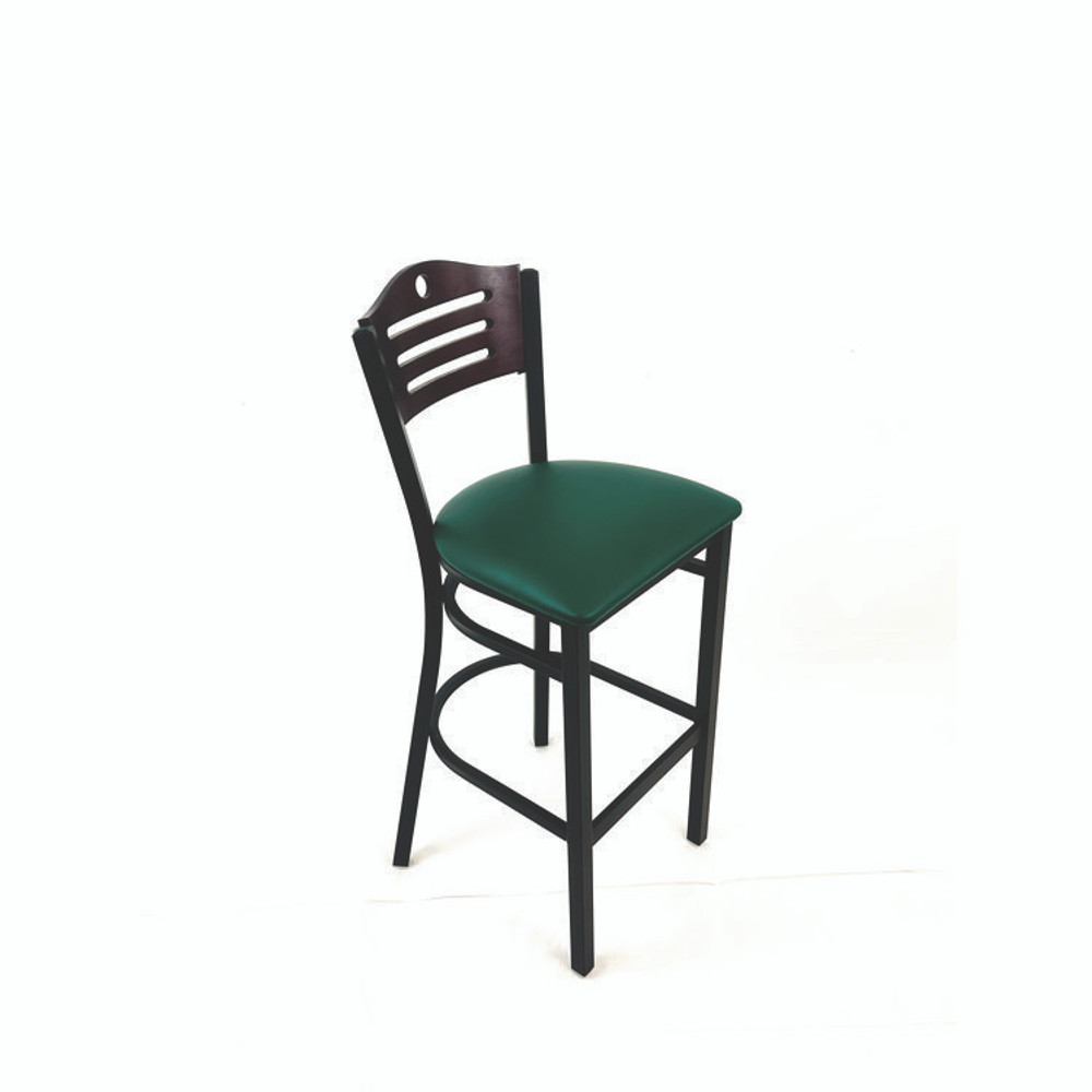 JMC FURNITURE EBBVGRNB Eagle Series Barstool, Supports Up to 300 lb, 28.5" Seat Height, Green Seat, Dark Mahogany Back, Black Base