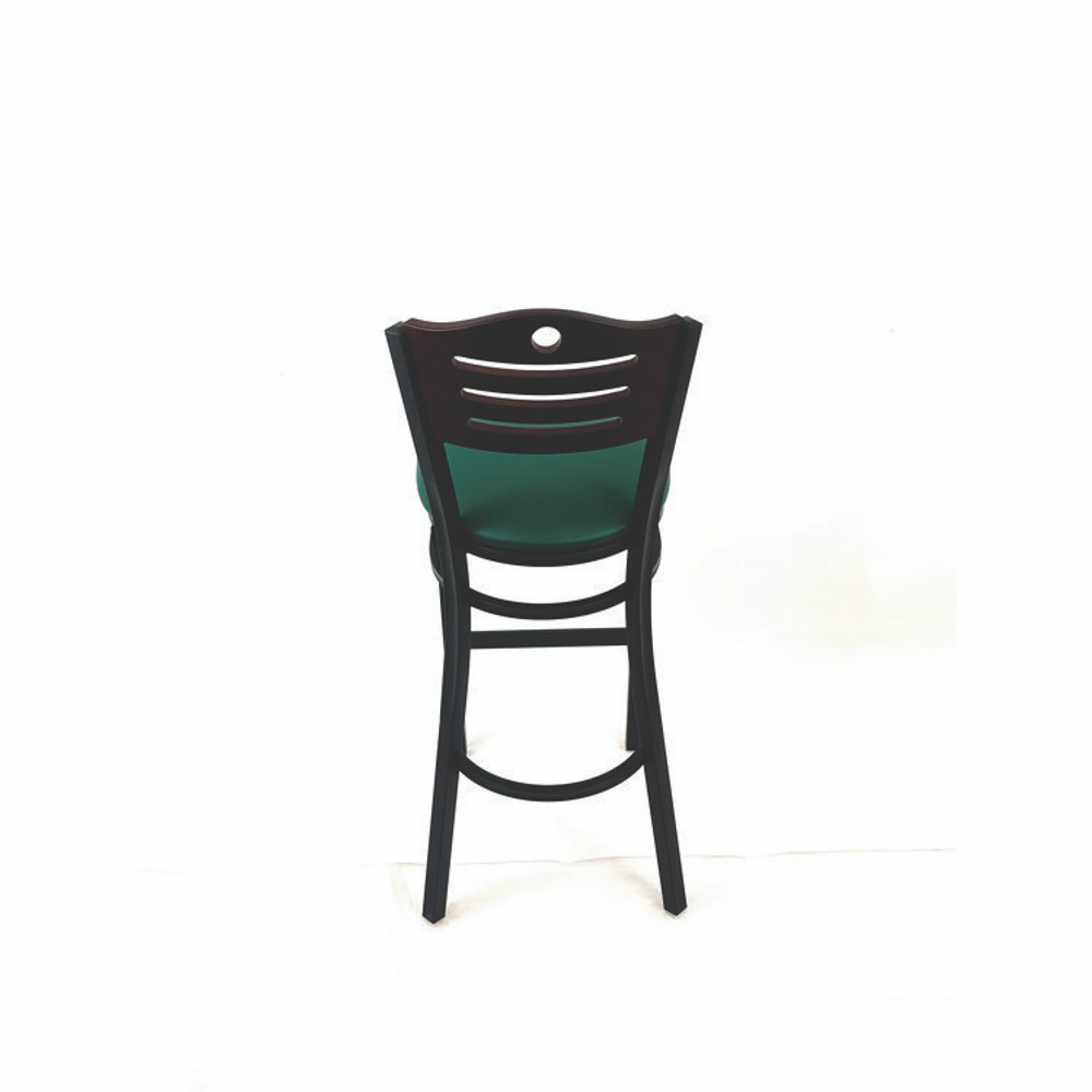 JMC FURNITURE EBBVGRNB Eagle Series Barstool, Supports Up to 300 lb, 28.5" Seat Height, Green Seat, Dark Mahogany Back, Black Base