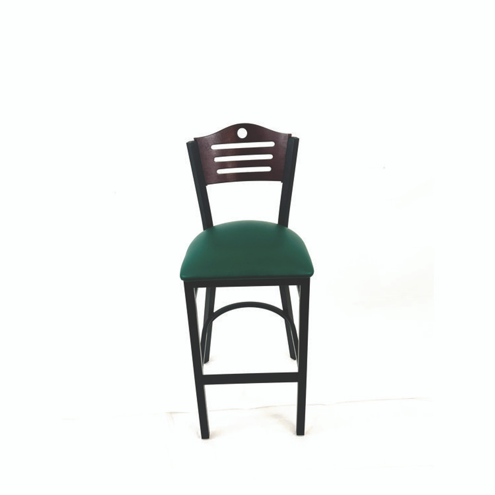 JMC FURNITURE EBBVGRNB Eagle Series Barstool, Supports Up to 300 lb, 28.5" Seat Height, Green Seat, Dark Mahogany Back, Black Base
