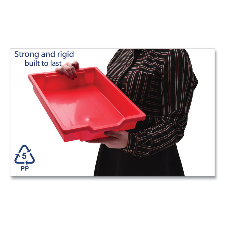 GRATNELLS USA, LLC FS0109P8 F1 Shallow Trays for Gratnells Storage Frames and Trolleys, 1.85 gal Capacity, 12.28" x 16.81" x 3.25", Flame Red, 8/Pack