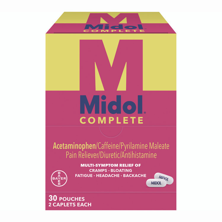 ACME UNITED CORPORATION Midol® 64458 Complete Menstrual Caplets, 2/Pack, 30 Packs/Box