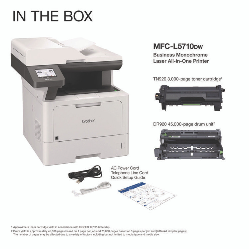 BROTHER INTL. CORP. MFCL5710DW MFC-L5710DW Business Monochrome Laser AIO Printer, Copy, Fax, Print, Scan