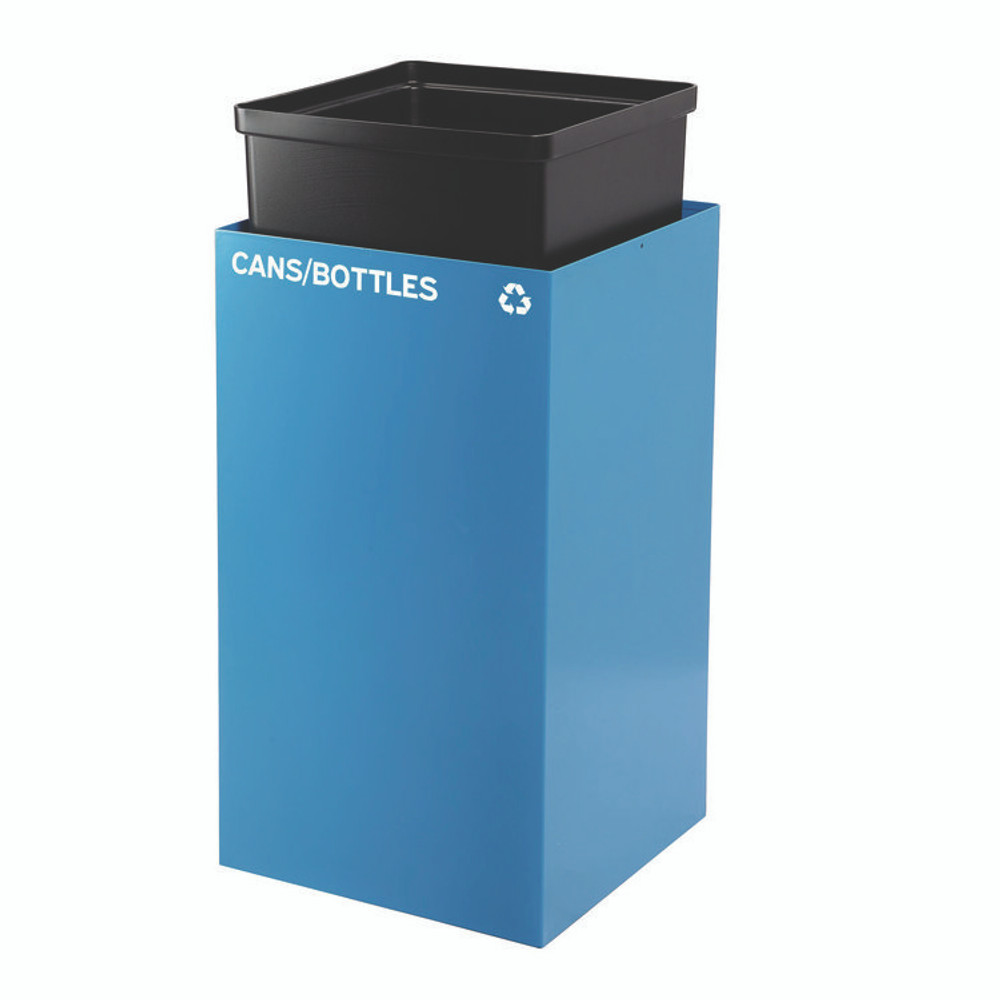 ALPINE INDUSTRIES 4450KITBLUMC 29 Gallon Trash/Recycling Cans, Steel, Blue Cans/Bottles Recycling Can with Mixed Lid