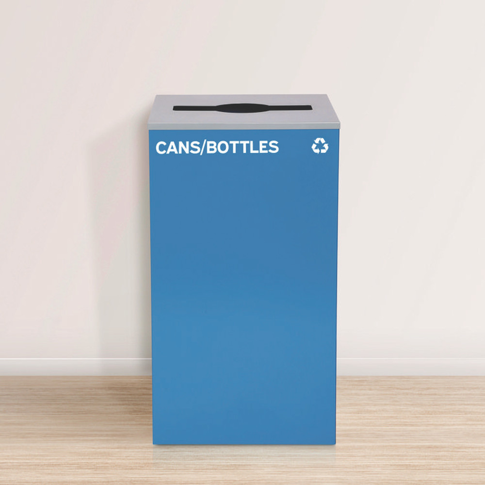 ALPINE INDUSTRIES 4450KITBLUMC 29 Gallon Trash/Recycling Cans, Steel, Blue Cans/Bottles Recycling Can with Mixed Lid