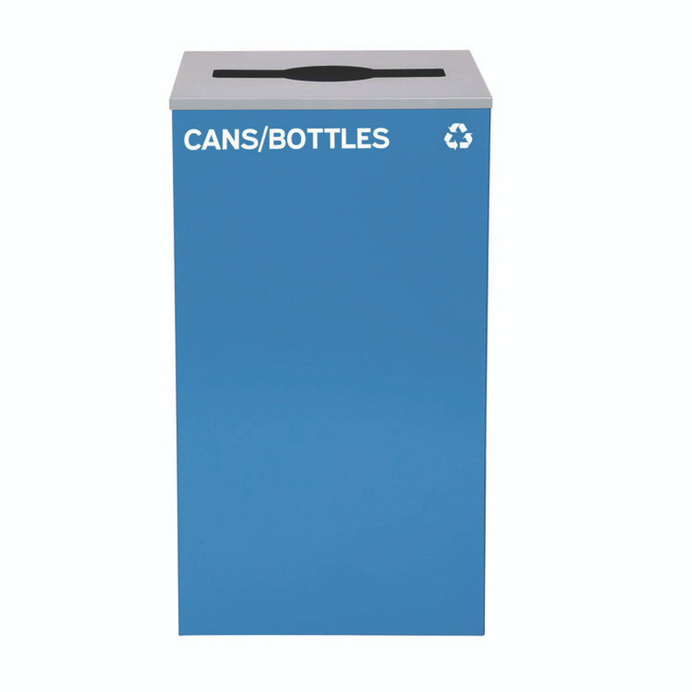 ALPINE INDUSTRIES 4450KITBLUMC 29 Gallon Trash/Recycling Cans, Steel, Blue Cans/Bottles Recycling Can with Mixed Lid