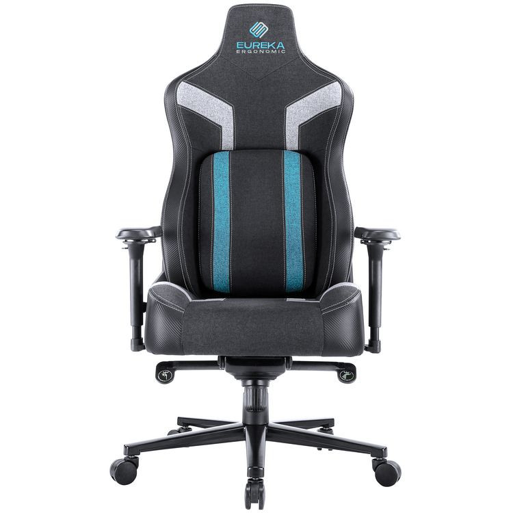 EUREKA ERGONOMIC GC08BU Python II Ergonomic Chair, Supports up to 300 lb, 18.88" to 22.83" Seat Height, Black Fabric Seat, Black/Blue Fabric Back