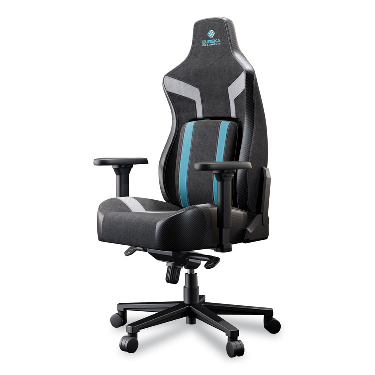 EUREKA ERGONOMIC GC08BU Python II Ergonomic Chair, Supports up to 300 lb, 18.88" to 22.83" Seat Height, Black Fabric Seat, Black/Blue Fabric Back