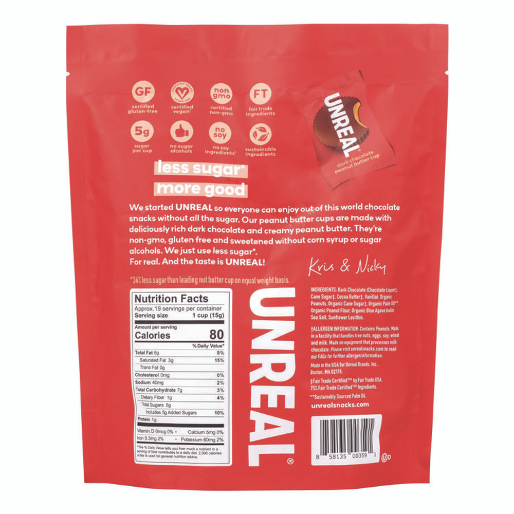 UNREAL BRANDS INC. 60003006 Dark Chocolate Coconut Minis and PB Cups Variety, 11.1 oz Bag (Dk Chocolate Coconut), 10.05 oz Bag (Dk Chocolate PB), 2/CT