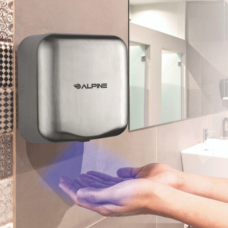 ALPINE INDUSTRIES ALP40010SSB Hemlock Commercial Automatic 120V Hand Dryer, 6.68 x 11.41 x 12.31, Silver