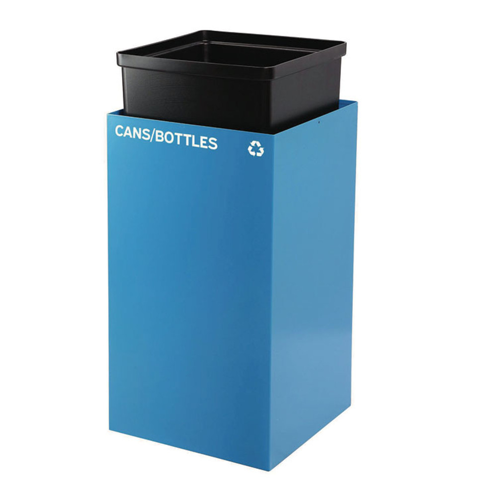 ALPINE INDUSTRIES 4450BLKKIT5 29 Gallon Trash/Recycling Cans, Steel, Blue Cans/Bottles Recycling with Mixed Lid, Black Trash Can with Square Lid