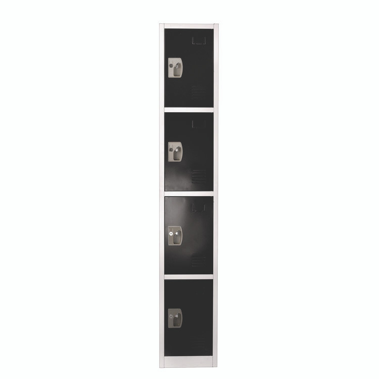ADIROFFICE I629204BLK Steel Storage Locker, 4 Compartment, 12 x 12 x 72, Black