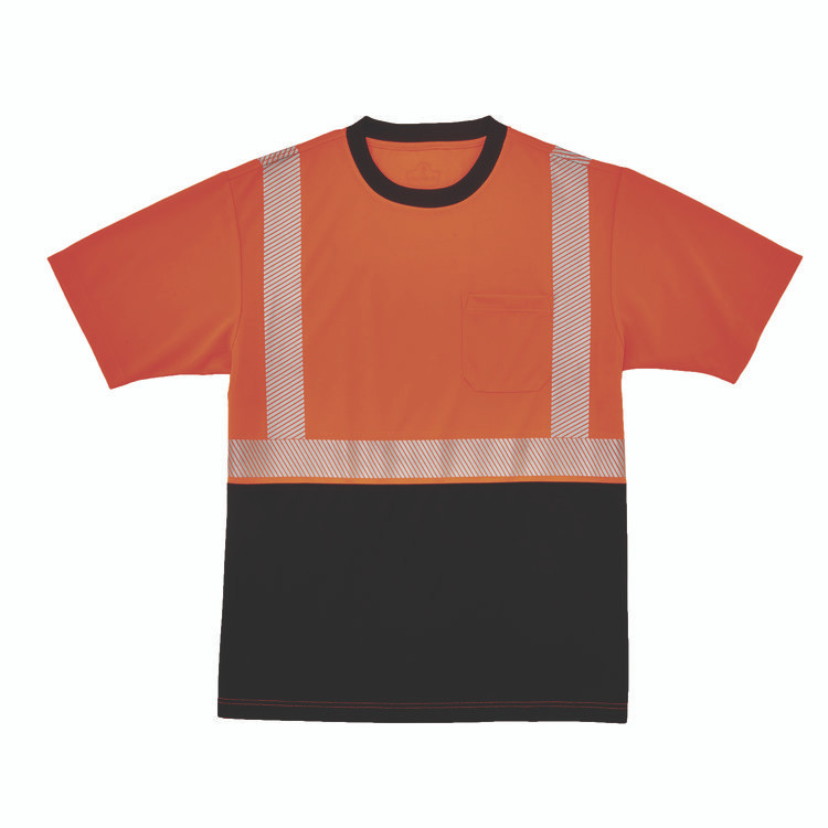 TENACIOUS HOLDINGS, INC. ergodyne® 22624 GloWear 8280BK Class 2 Performance T-Shirt with Black Bottom, 10X-Large Long, Orange