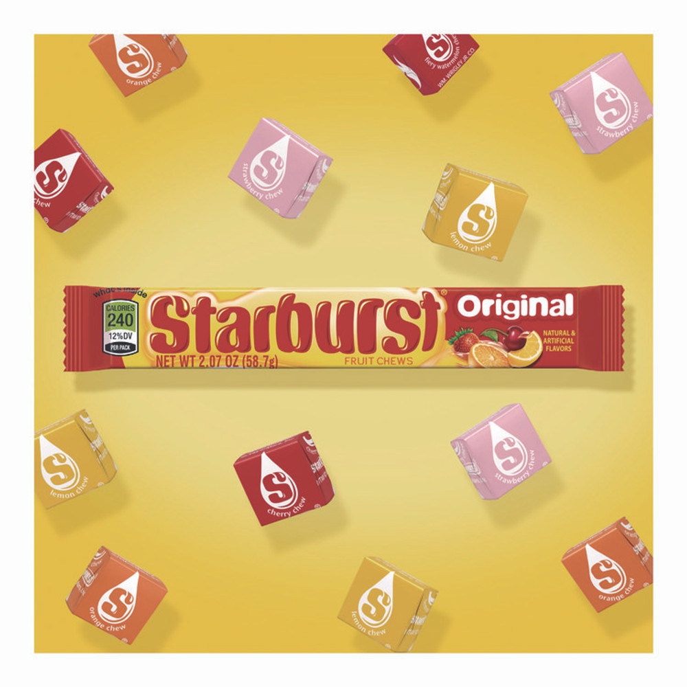 THE WRIGLEY COMPANY Starburst® MMM01151 Original Fruit Chews, Cherry; Lemon; Orange; Strawberry, 12 Pieces/Pack, 36 Packs/Box