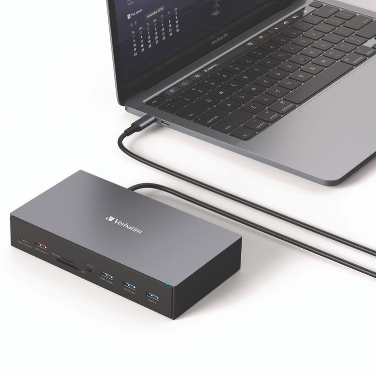 VERBATIM CORPORATION 32172 USB-C Pro Docking Station 17-in-1, Audio/DisplayPort/HDMI/Micro SD/RJ45/SD/USB-A/USB-C, Gray