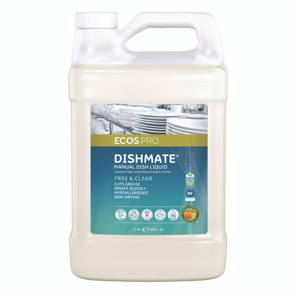 EARTH FRIENDLY PRODUCTS ECOS® PL972104EA Dishmate Manual Dish Liquid, 128 oz Bottle