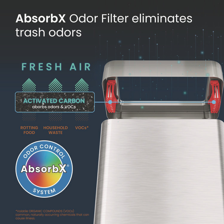 HLS COMMERCIAL HLS18UOT Open Top Trash Can, Rectangular, 18 gal, Plastic/Stainless Steel, Silver