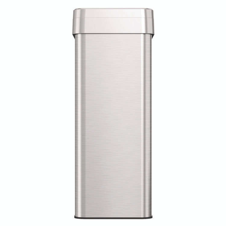 HLS COMMERCIAL HLS18UOT Open Top Trash Can, Rectangular, 18 gal, Plastic/Stainless Steel, Silver
