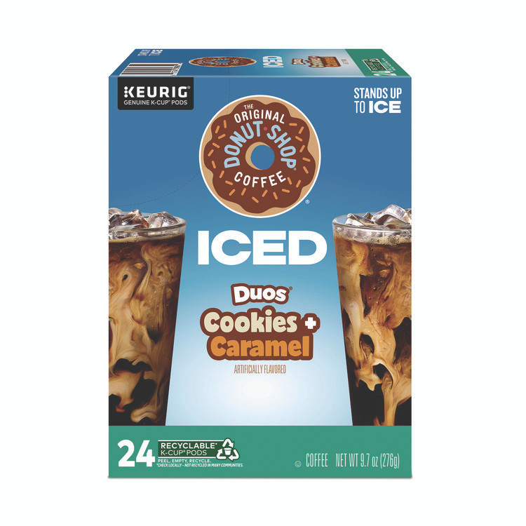 KEURIG DR PEPPER The Original Donut Shop® 5000373021 Iced Duos Cookies + Caramel Iced Coffee K-Cup Pods, 24/Box