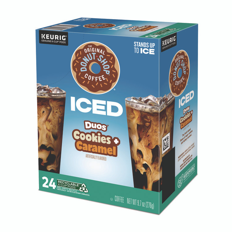 KEURIG DR PEPPER The Original Donut Shop® 5000373021 Iced Duos Cookies + Caramel Iced Coffee K-Cup Pods, 24/Box