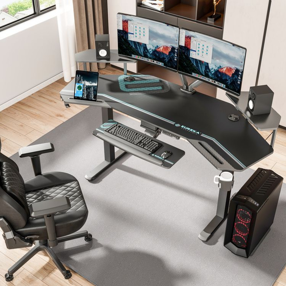 EUREKA ERGONOMIC ES71B Aero Standing Desk, 71.93" x 29.93" x 34.62" to 53.18", Black