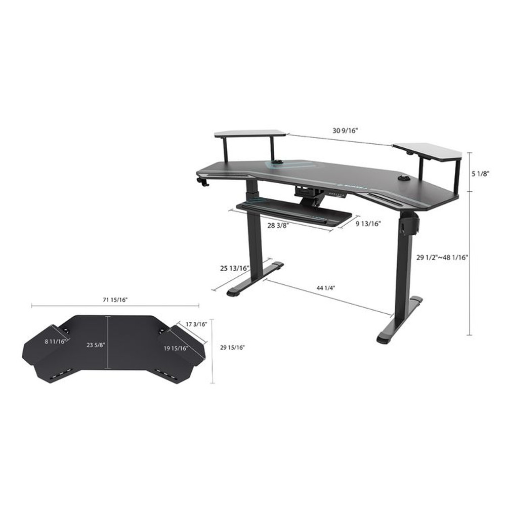 EUREKA ERGONOMIC ES71B Aero Standing Desk, 71.93" x 29.93" x 34.62" to 53.18", Black