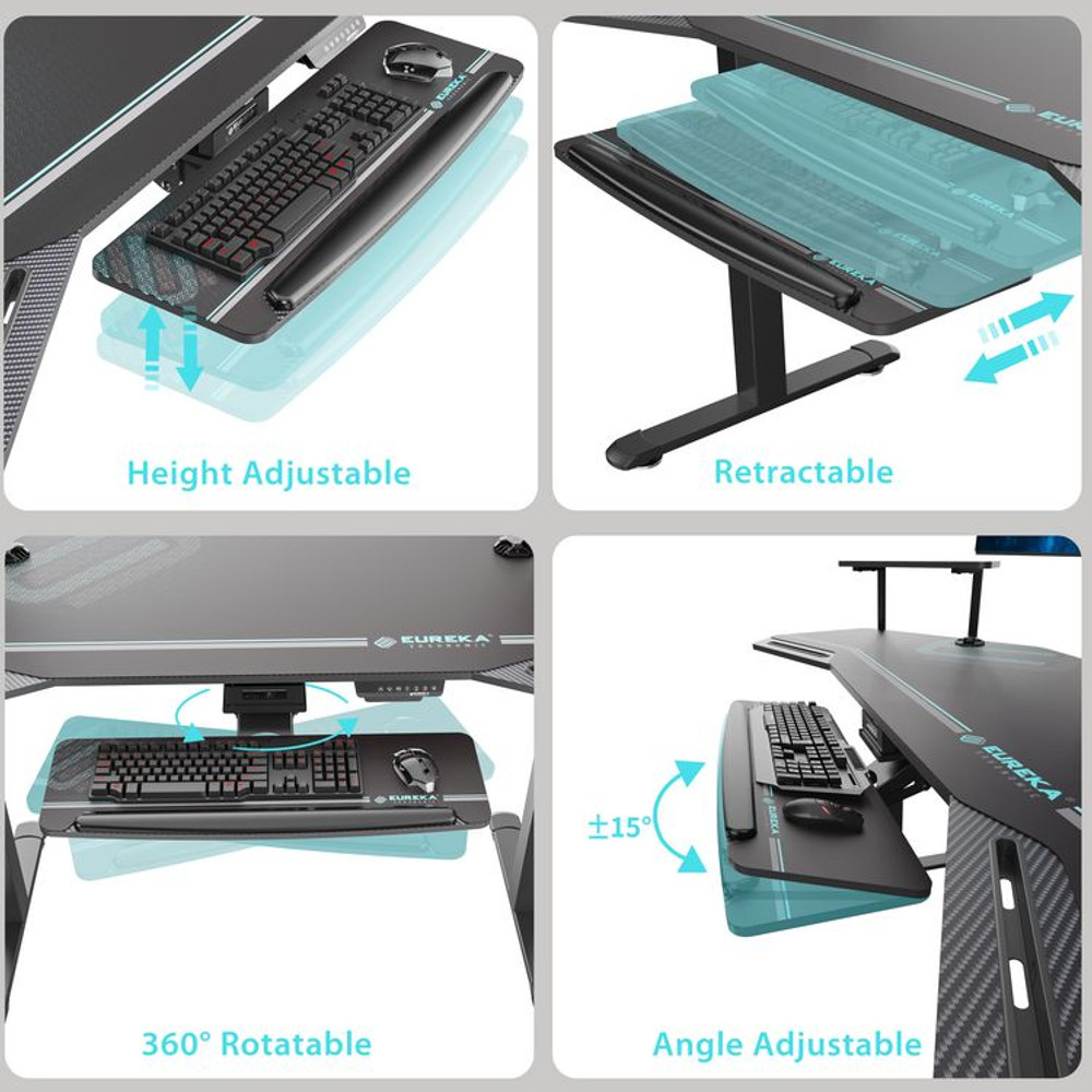 EUREKA ERGONOMIC ES71B Aero Standing Desk, 71.93" x 29.93" x 34.62" to 53.18", Black