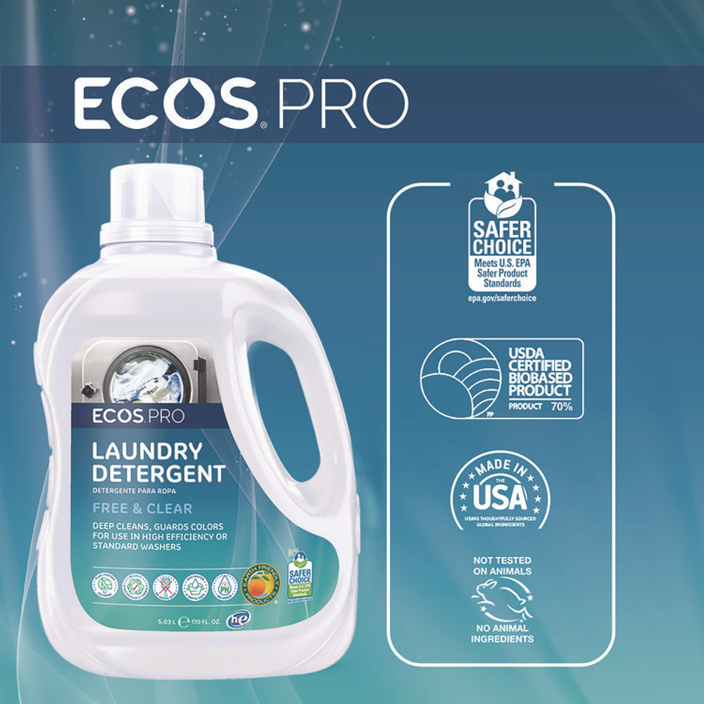 EARTH FRIENDLY PRODUCTS ECOS® PL937102EA Laundry Detergent Liquid, 170 oz Bottle