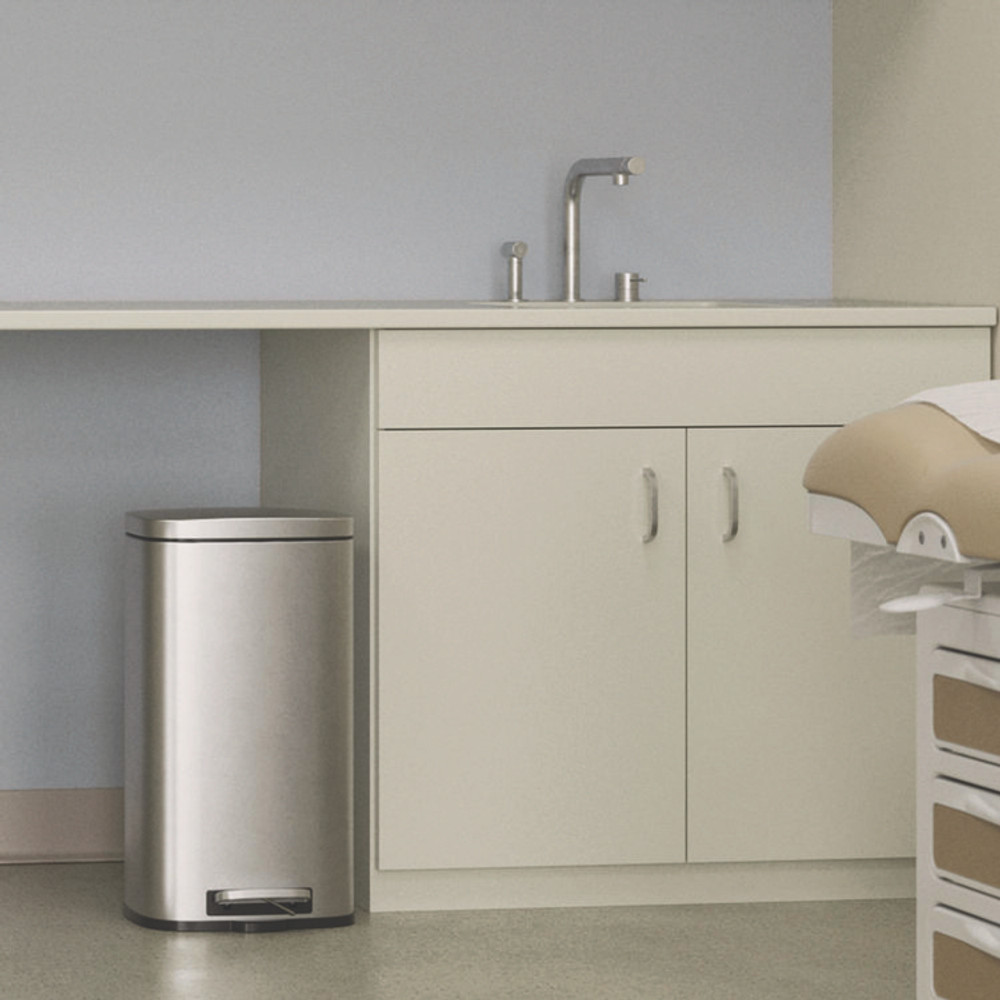 HLS COMMERCIAL HLSS08R Step Pedal Trash Can, 8 gal, Plastic/Stainless Steel, Silver