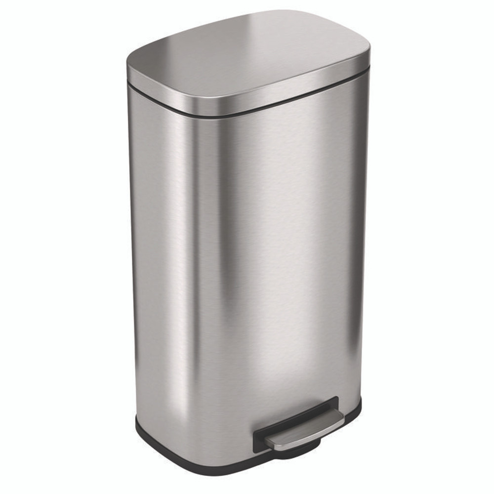 HLS COMMERCIAL HLSS08R Step Pedal Trash Can, 8 gal, Plastic/Stainless Steel, Silver