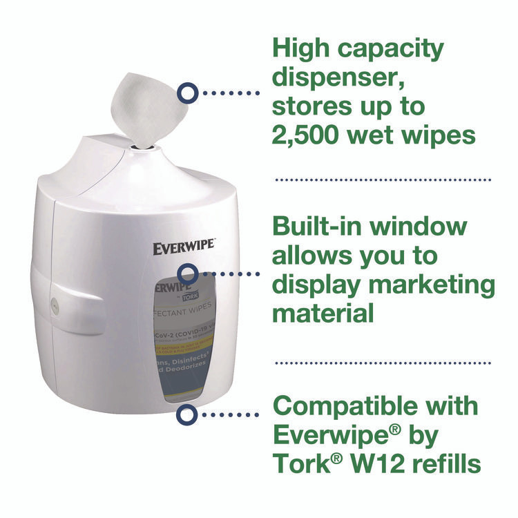SCA TISSUE Tork® 192851 Centerfeed Wet Wipe Dispenser, 10.04 x 10.73 x 13.18, White