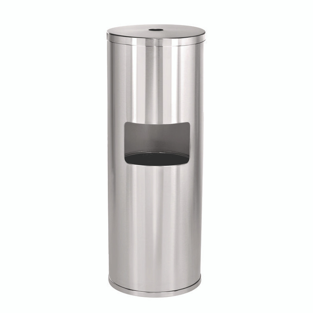 ALPINE INDUSTRIES ALP4777 Stainless Steel 7 Gal Trash Can with Gym Disinfecting Wipes Dispenser