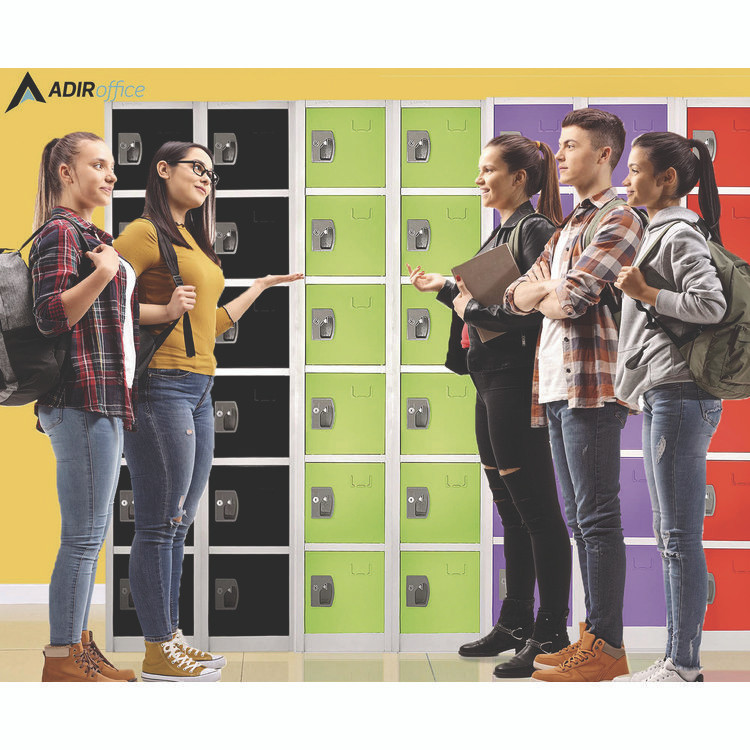 ADIROFFICE I629206GRN Steel Storage Locker, 6 Compartment, 12 x 12 x 72, Green