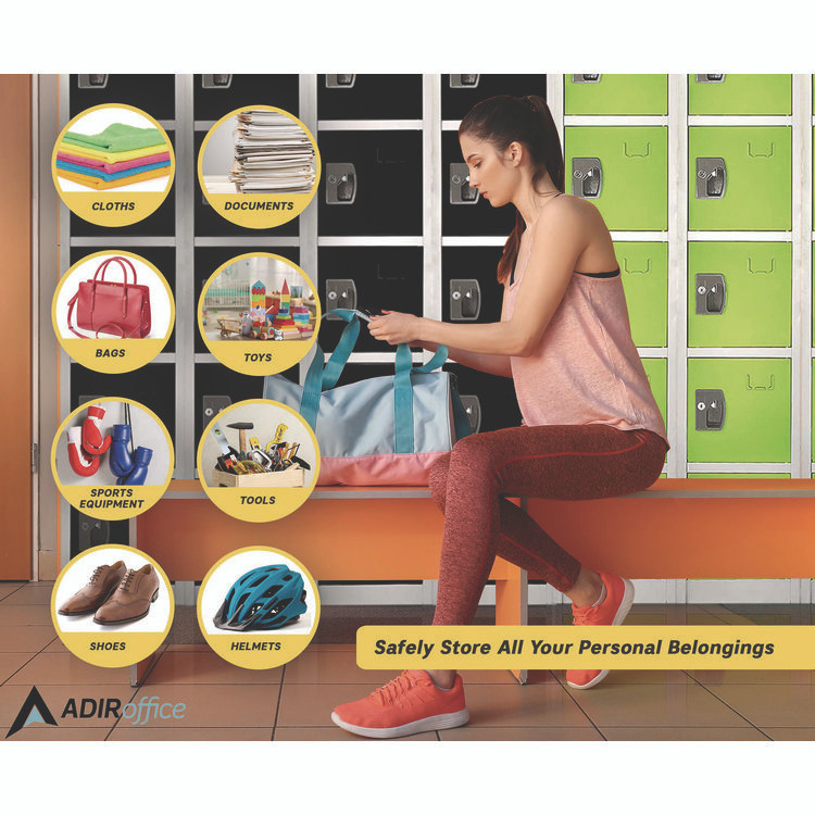 ADIROFFICE I629206GRN Steel Storage Locker, 6 Compartment, 12 x 12 x 72, Green