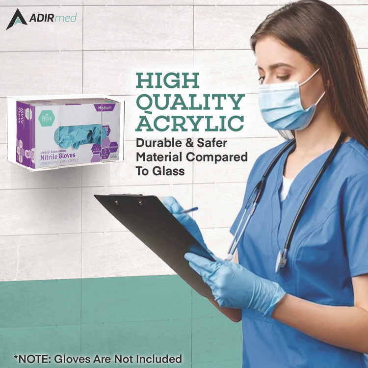 ADIRMED I90201 Acrylic Glove Dispenser, Single Box Capacity, 10.2 x 3.5 x 5.3, Clear
