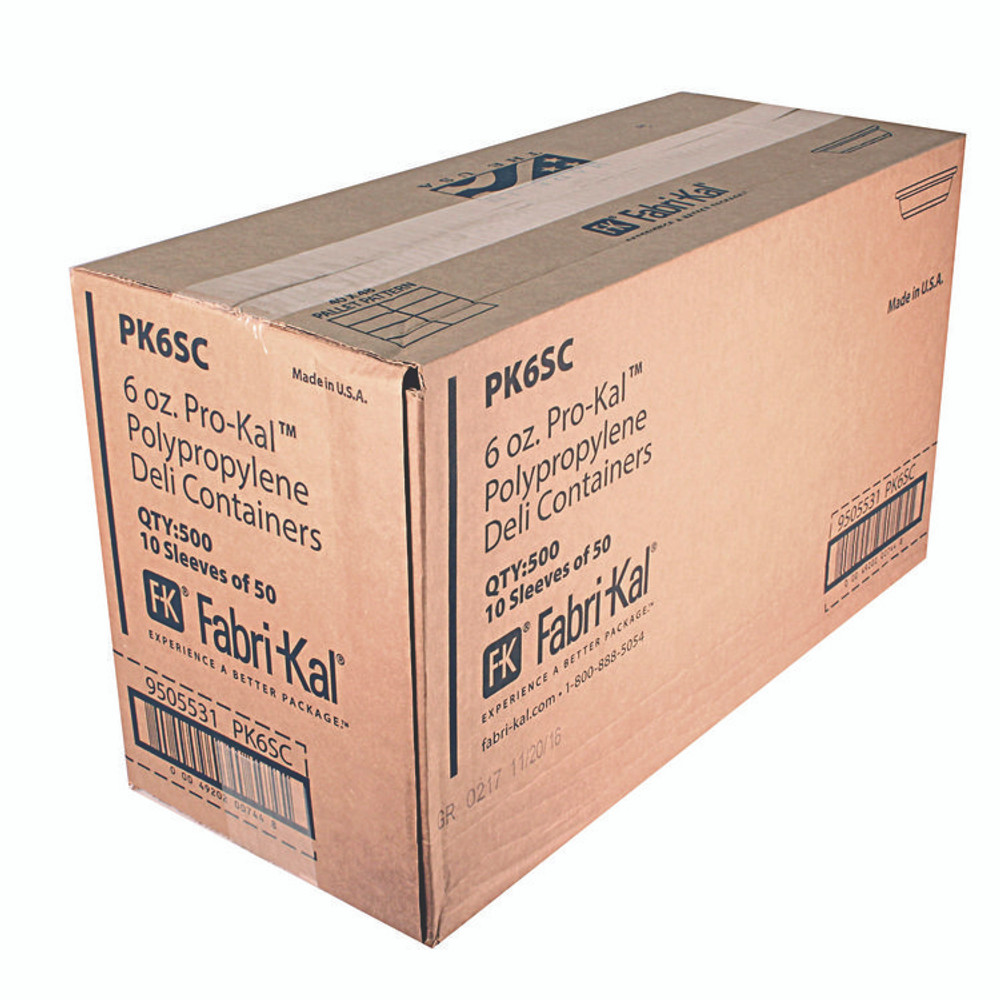 FABRI-KAL PK6S-C Microwavable Deli Containers, 6 oz, 4.6" Diameter x 1.3" h, Clear, Plastic, 500/Carton
