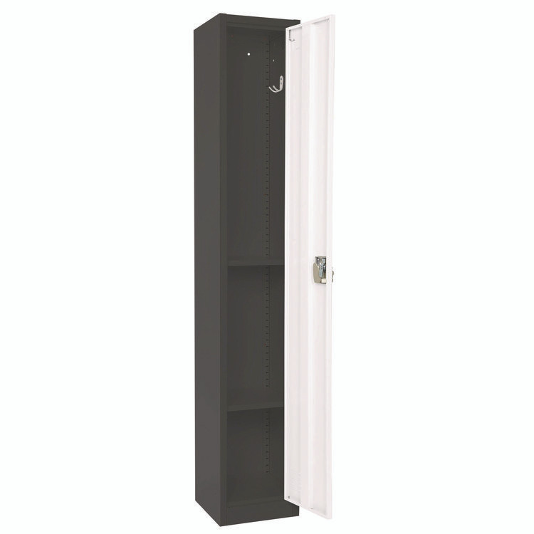 ADIROFFICE I629201BW Steel Storage Locker, 1 Compartment, 12 x 12 x 72, Black Body/White Doors