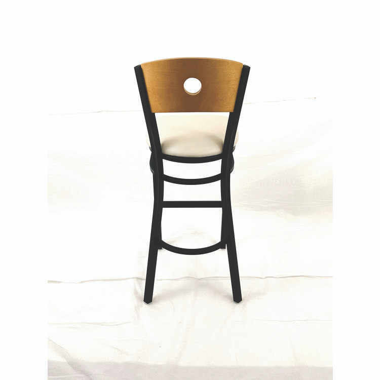 JMC FURNITURE CRBBVCRMD Circle Series Barstool, Supports Up to 300 lb, 28.5" Seat Height, Cream Seat, Natural Back, Black Base