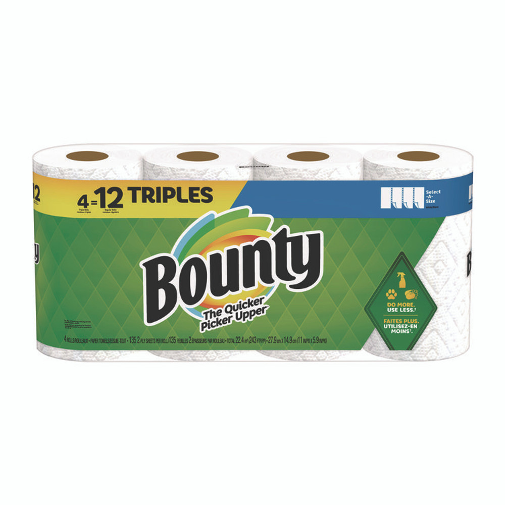 PROCTER & GAMBLE Bounty® 06134 Select-a-Size Kitchen Roll Paper Towels, 2-Ply, 11 x 5.9, White, 135 Sheets/Roll, 4 Rolls/Pack